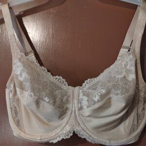 WOMENS 36DDD BEIGE 0431 LILYETTE UNDERWIRE COMFORT LACE MINIMIZER BRA-HOOK FLAW